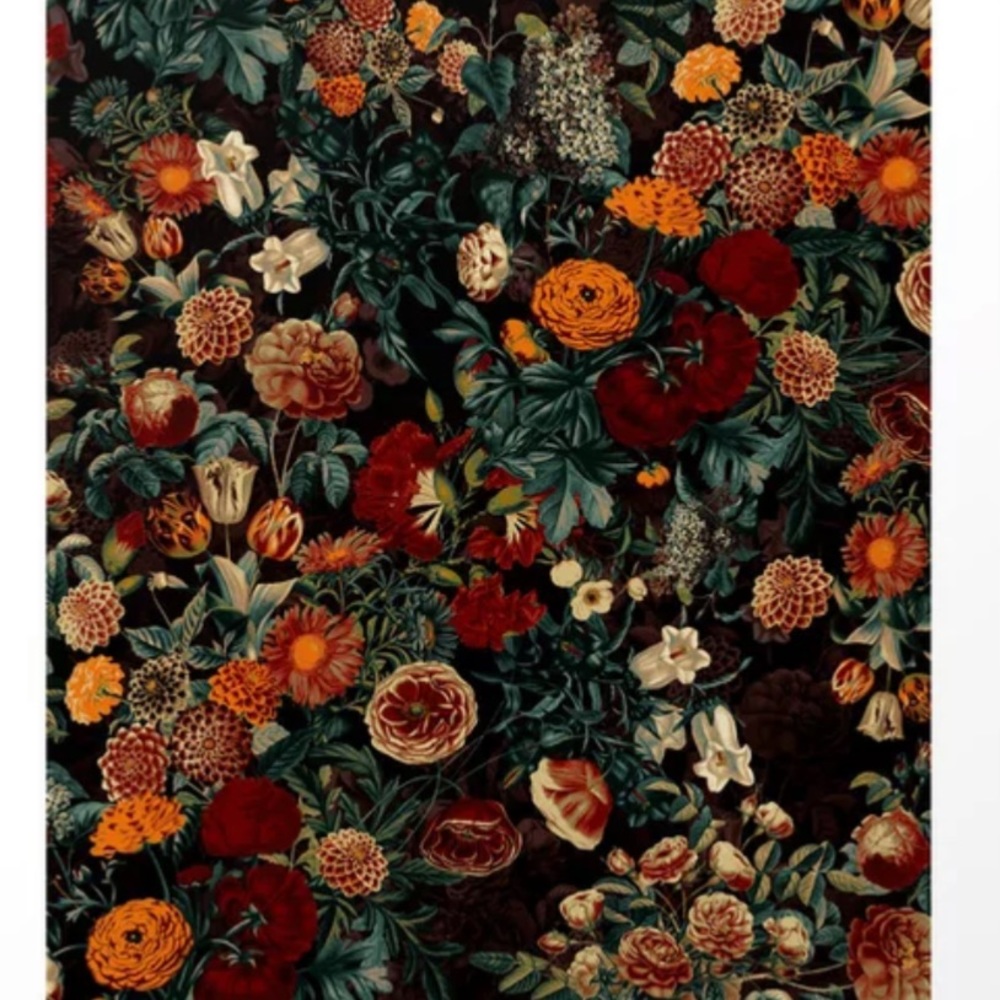 Society 6 wall tapestry 34” x 40” gorgeous floral piece EXOTIC GARDEN - NIGHT